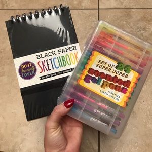 New Black pad of paper with gel pens